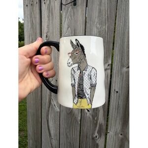 Hipster Quirky Signature Housewares Donkey Mug OS White Stoneware Animal Graphic